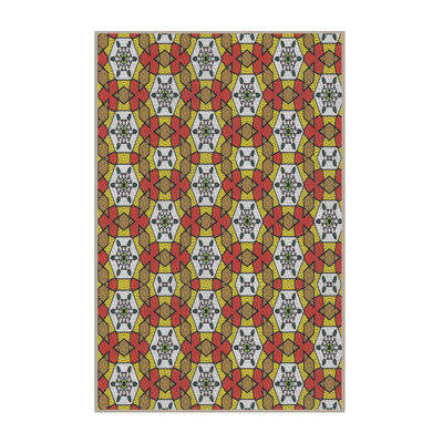 Tapis orange/vert tissé à la machine