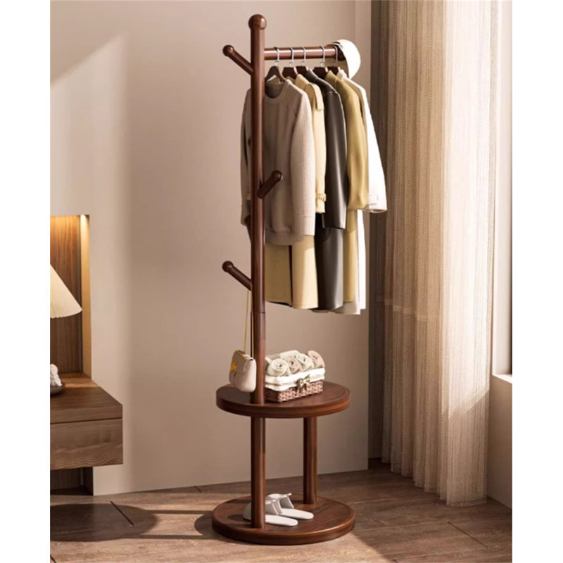 Simplify Solid Wood Clothes And Hat Stand, Brown