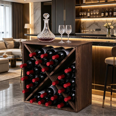 Butterfly Design Wooden Wine Rack For 24 Bottles, Minimal Assembly Countertop Wine Storage, Space-Saving Display For Kitchen, Bar, Or Cellar