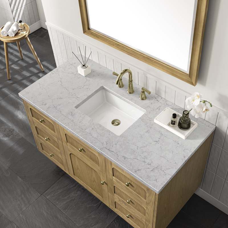 Laurent 48'' W Single Vanity, Parisien Bleu, 8" Widespread, Honey Brown