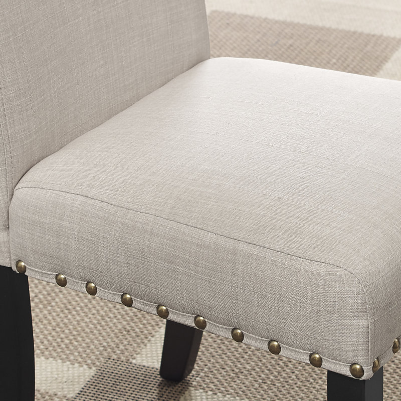 Carliana Fabric Counter Height Stools with Nailhead Trim, Set of 2, Tan, Bar Stool (29" Seat Height)