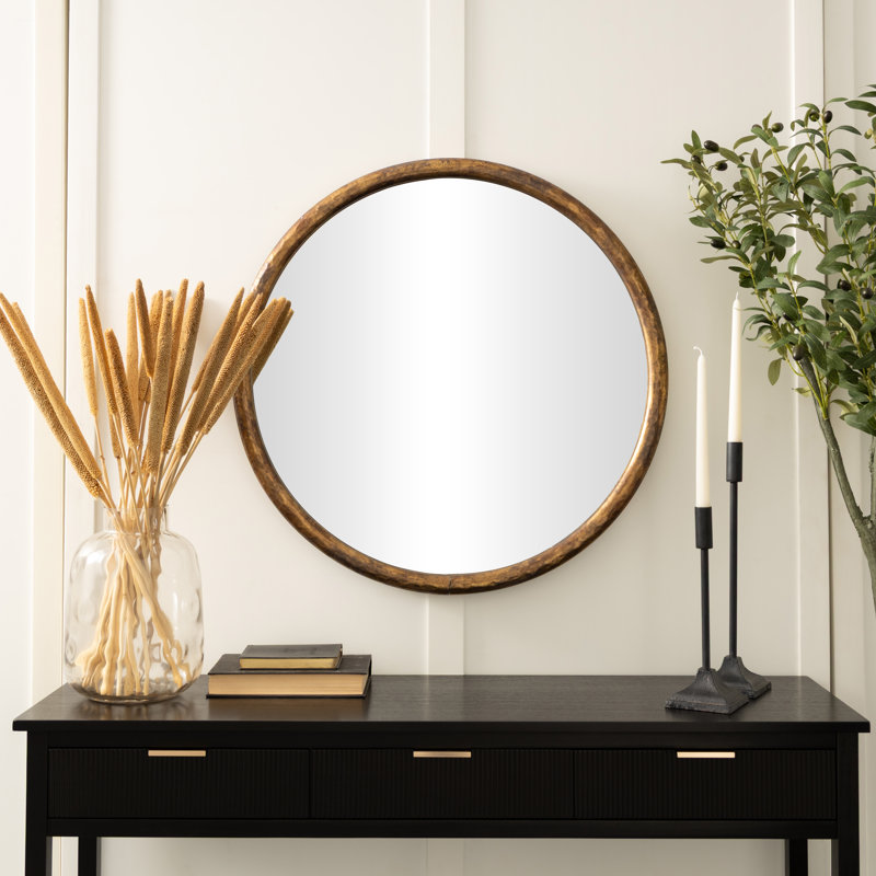 Cole and Grey Resin Gold Room Wall Mirror with Weathered Frame
