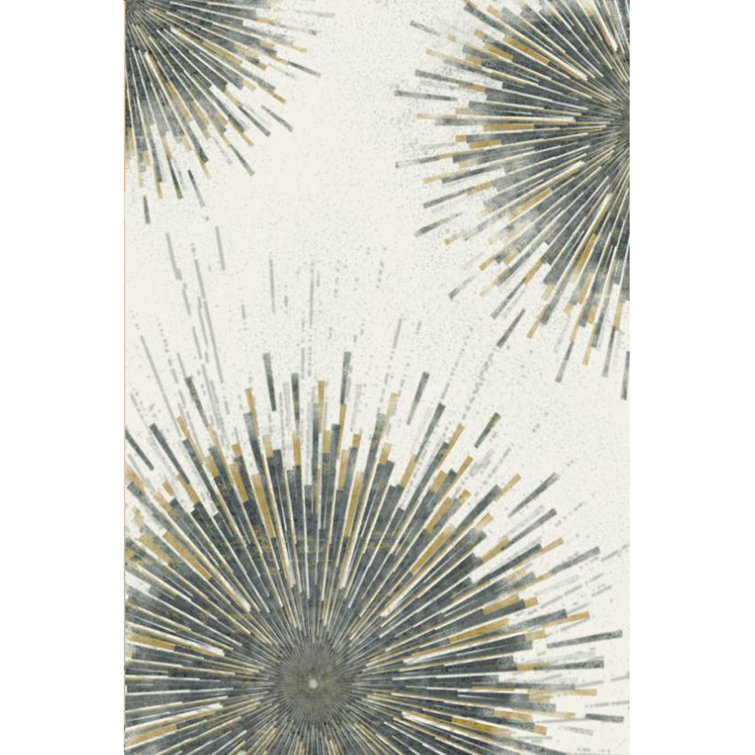 Washable Faux Wool Low Pile Abstract Print Rug Indoor&Outdoor Decor