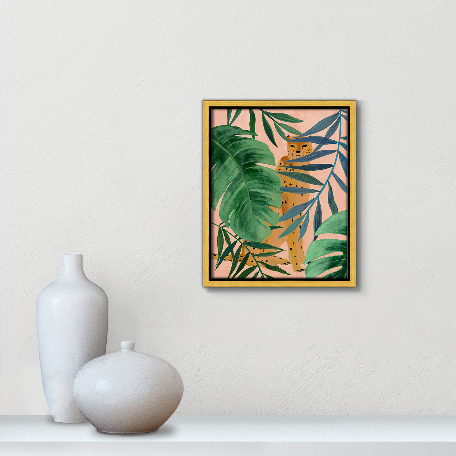 Allie "Silent Jungle" Painting by Isabelle Z, 11.5" H x 9.5" W x 2" D, Gold Framed Canvas