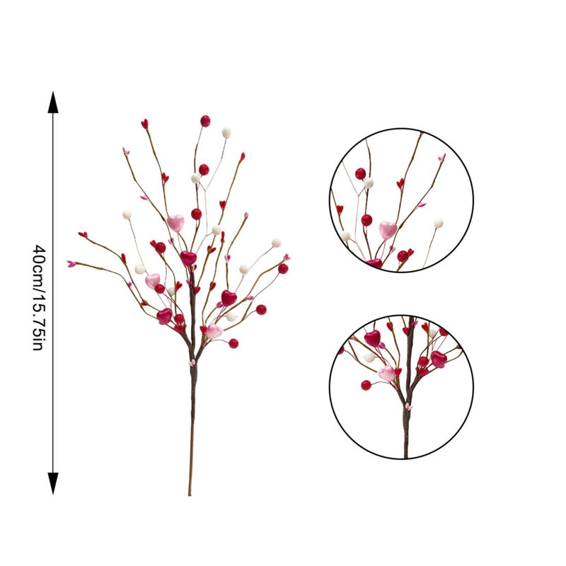 Red Heart Berry Picks, H 15,75 po x l 7,87 po x P 7,87 po