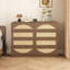 Commode élégante à 8 tiroirs avec façade en rotin, large commode en panneau de particules pour le rangement de la chambre à coucher et du salon moderne