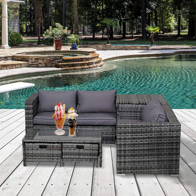 Hayslee Rattan 2 - Person Seating Group with Cushions