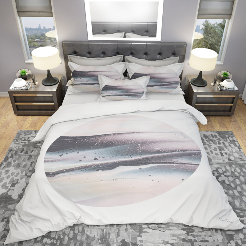 Ensemble de housse de couette géométrique circle marble i, Housse de couette double / grand et 2 taies