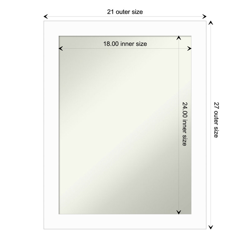 Jion Solid Wood Rectangle Wall Mirror, 27.5" x 21.5", White
