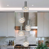 Sienna 5-Light Height Adjustable ETL Certified Integrated LED Chandelier with Globe Shades