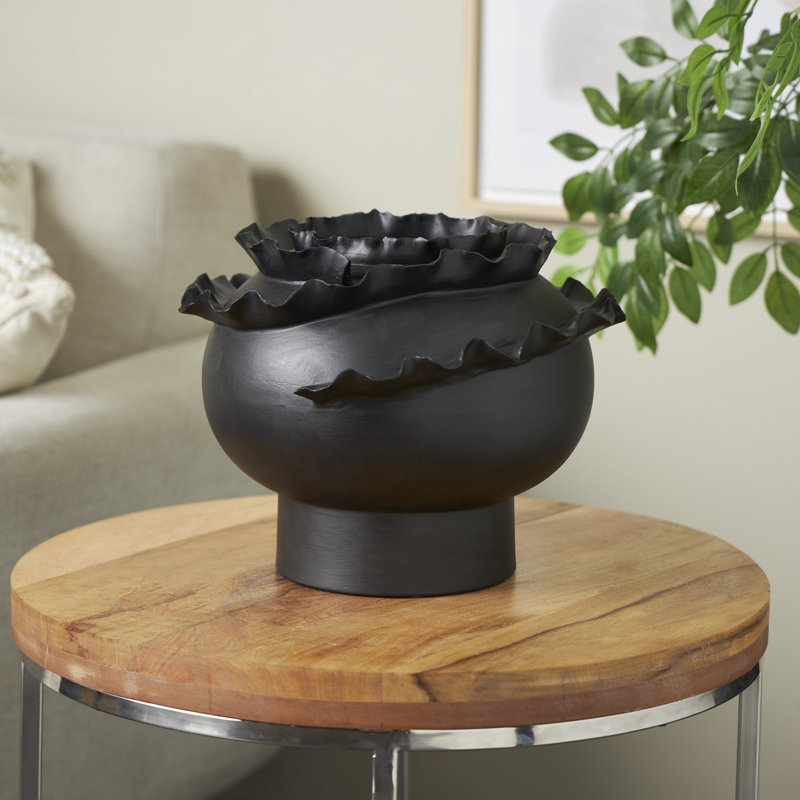 Cole And Ceramic Floral Inspired Abstract Vase, Black