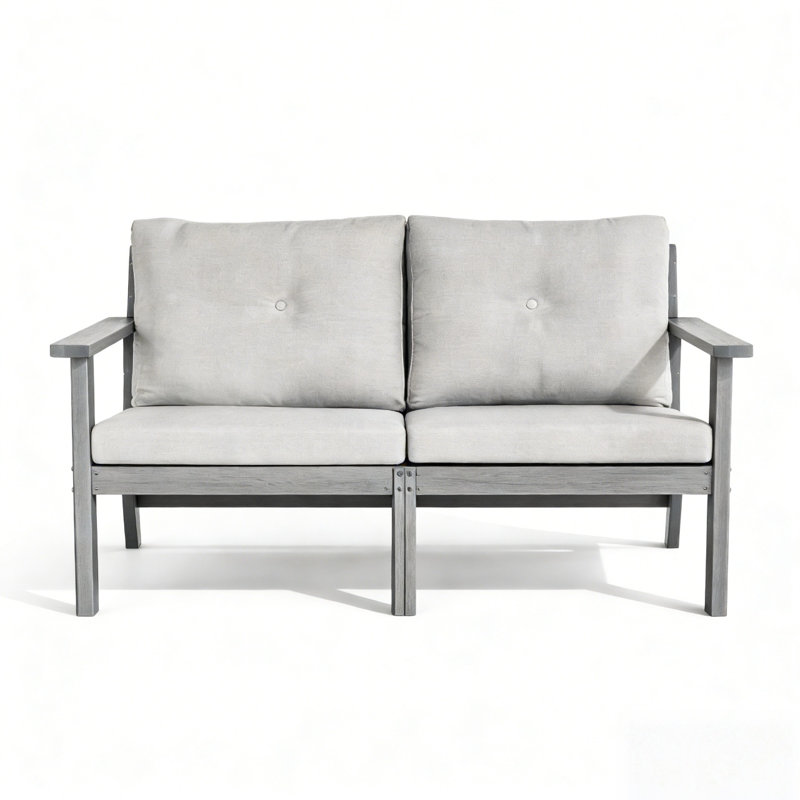 Canapé d'extérieur avec accoudoirs simples (ensemble de 2), Gris