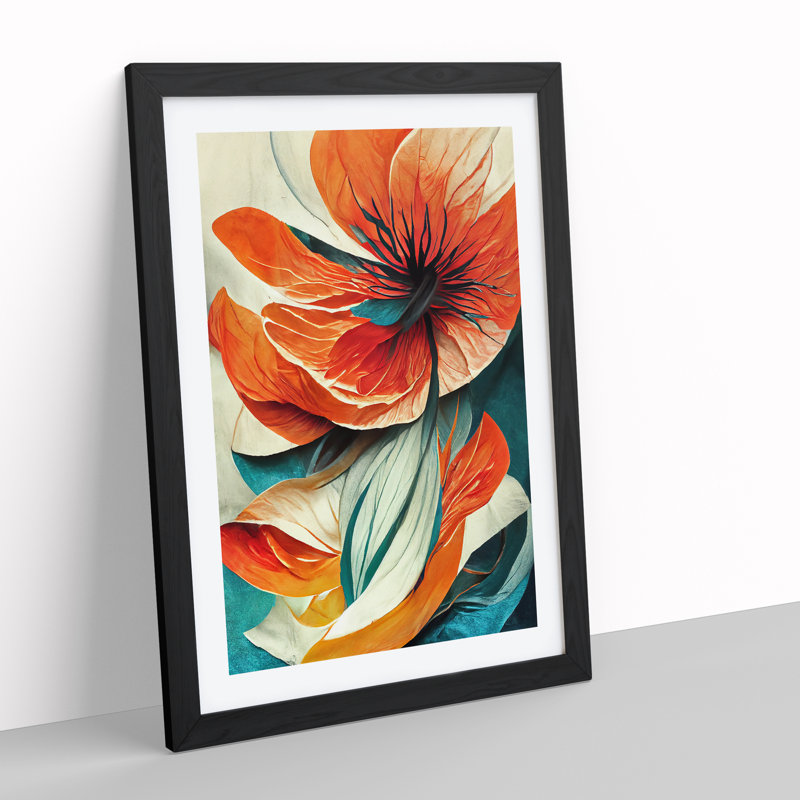 Modern Abstract Flowers No.4 - Framed Print, Black, 64cm H x 46cm W x 2cm D