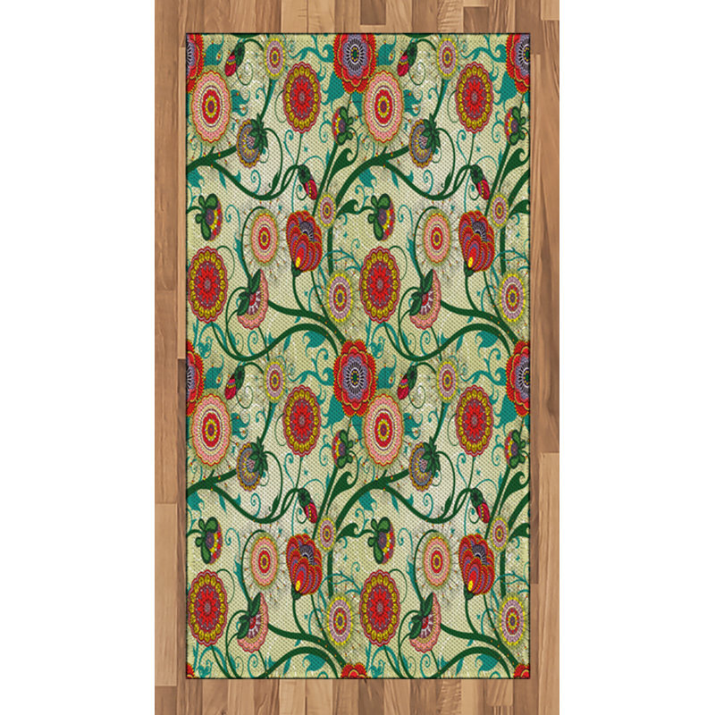 Floral High Density Long Fiber Poly Threads Decorative Area Rug Carpet, Rectangle 2'7" x 5'