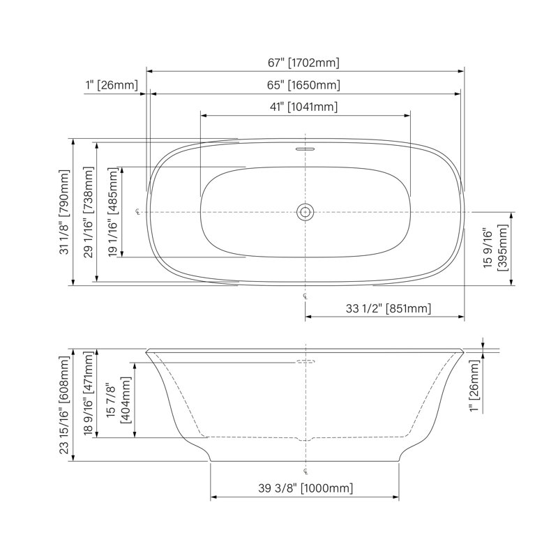 Baignoire Zitta 67 x 31,125