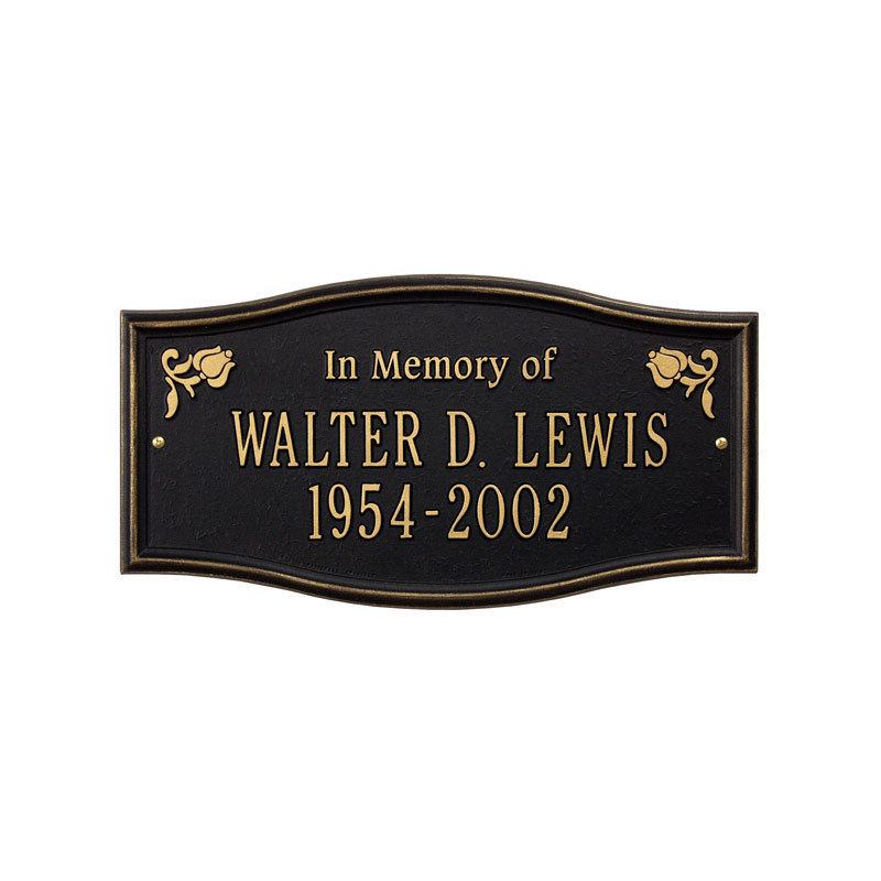 Alexandria Memorial Plaque/Stone, Black/Gold, Yes