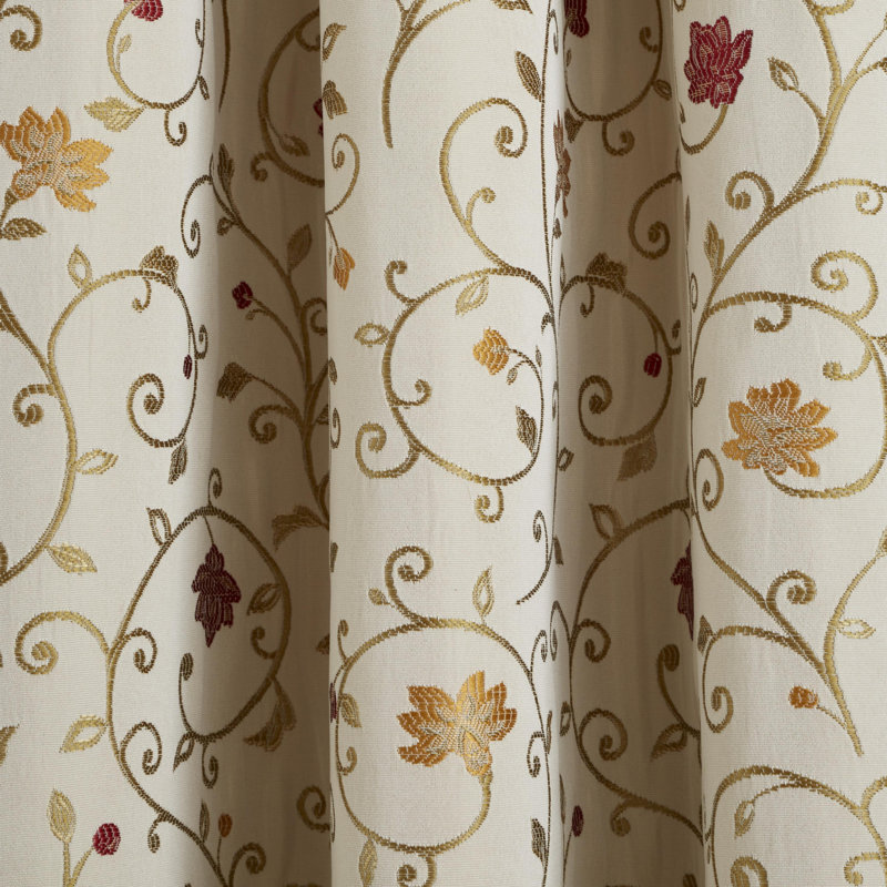 Renata Room Darkening Curtain Pair, Natural/Red, Width 112 x Drop 137 cm