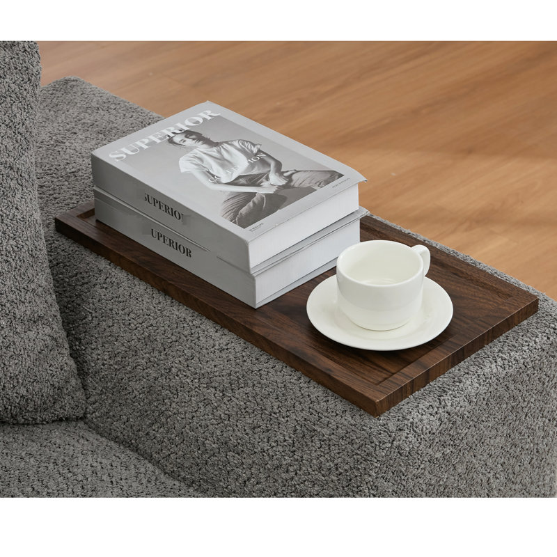 Tissu bouclé gris foncé - 3 places et 2 places avec coussins, table de bout, pièce confortable et confort élégant, Gris