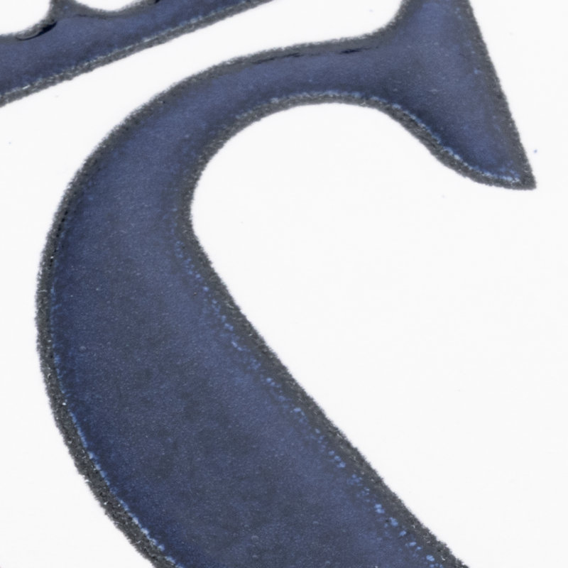 Sevillano 2.13" x 4.38" Ceramic Floral Address Letter Wall Tile in White/Blue