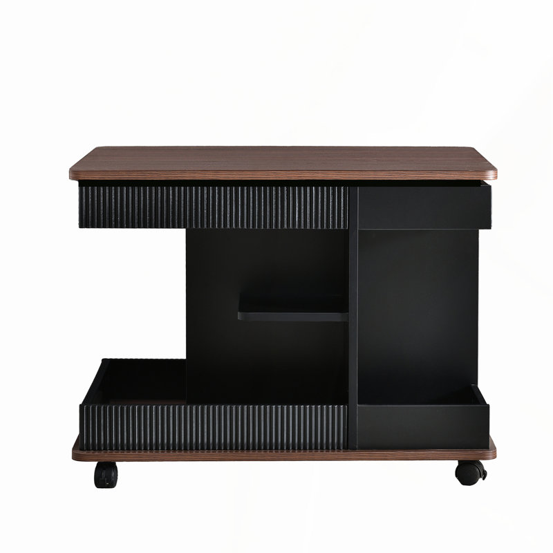 Table de bout réglable avec roulettes, table d'appoint moderne multifonctionnelle avec plateau relevable, plateau tournant à 360 ° et espace de rangement pour le salon, petit espace