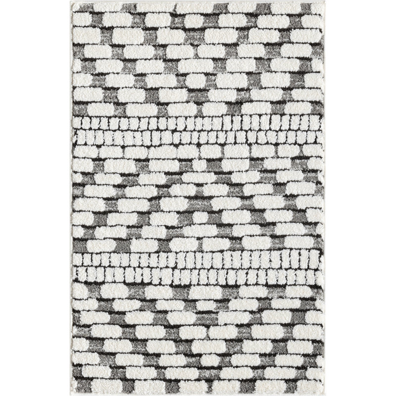 Tapis gris crème à motif de zigzag Abani Rugs Olessja Collection NOM150A, Rectangulaire 2 pi x 3 pi