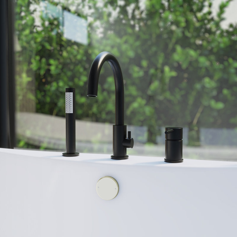 Montego Bathroom Tub Filler with Handshower, Matte Black