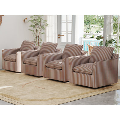 Fauteuil demi-tonneau pivotant à coussins amovibles Hylee