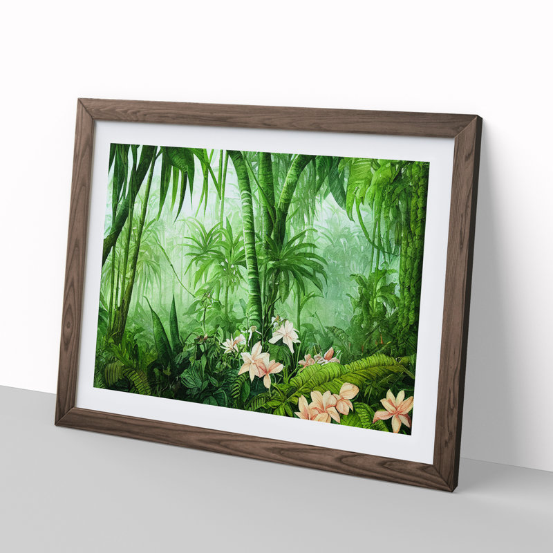 Watercolour Jungle Vol.2 - Framed Print, 25cm H x 34cm W x 2cm D, Walnut