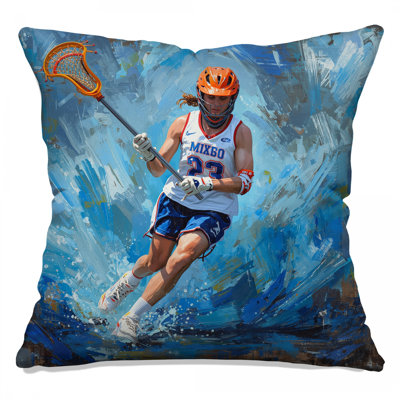 Lacrosse Player Action Double Sided Throw Pillows