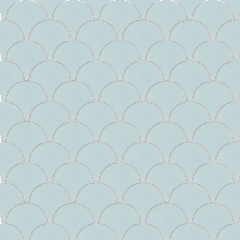 Solid Fishscale 8" x 8" Cement Wall & Floor Tile, Atmosphere