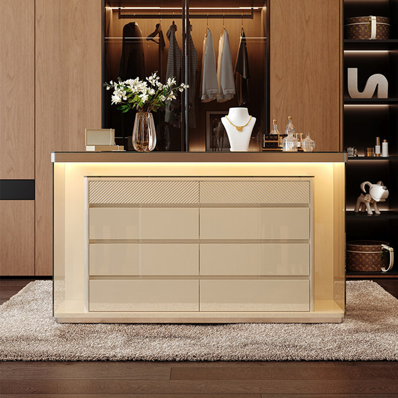 47.24"Italian luxury-style brown jewelry storage cabinet
