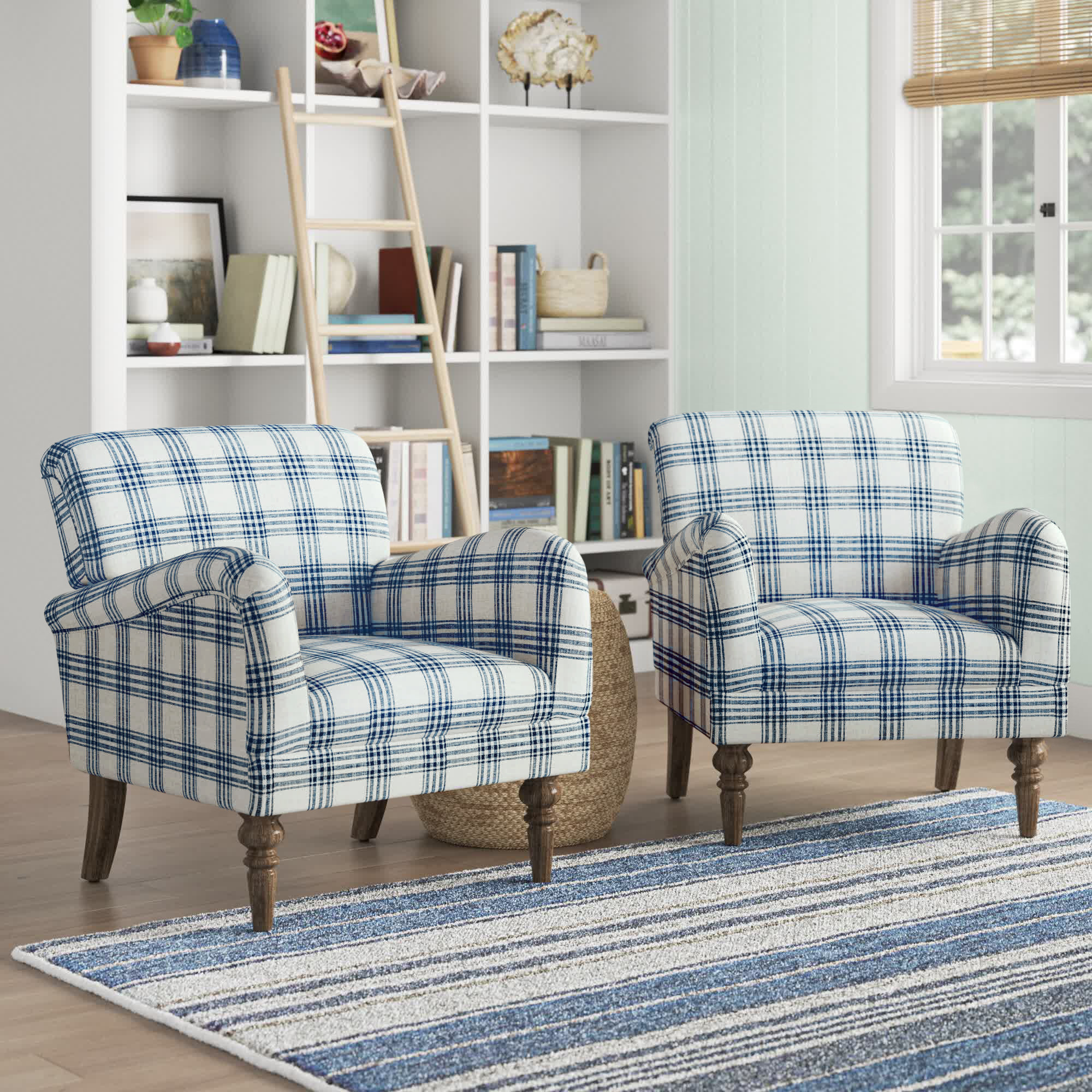 Brixwood Farmhouse 29.5 Wide Polyester Armchair with Solid Wood Legs