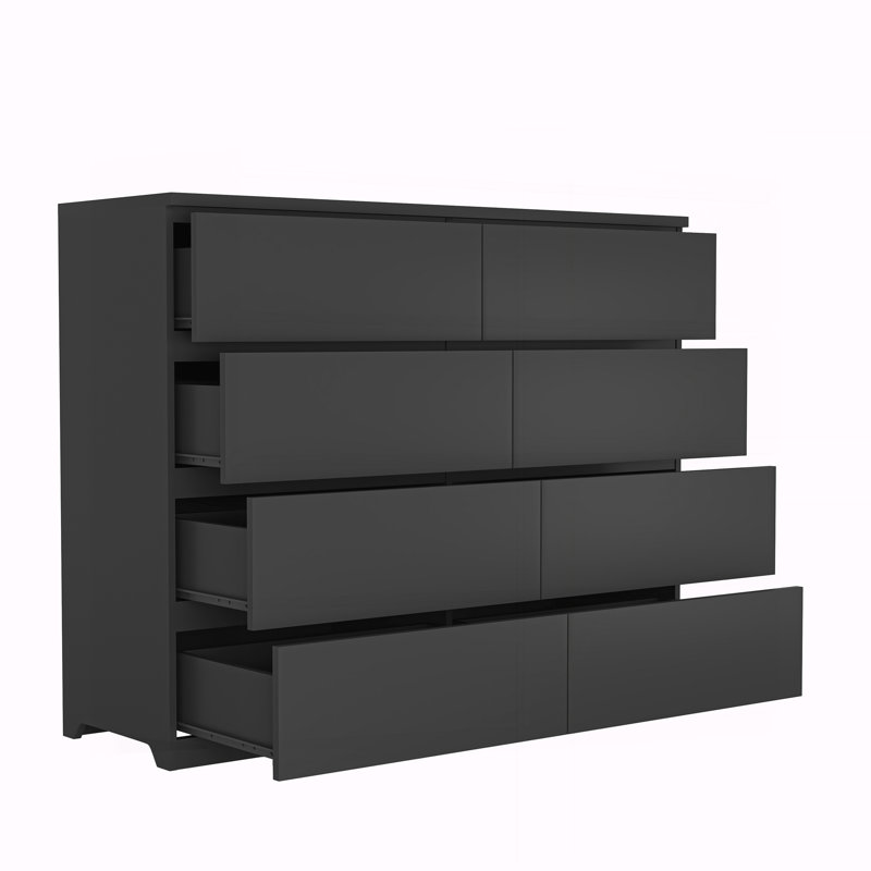 Commode 8 tiroirs pour chambre à coucher, Noir