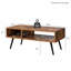 Table basse rectangulaire rétro Hommoo avec tiroir et tablette ouverte, brun rustique