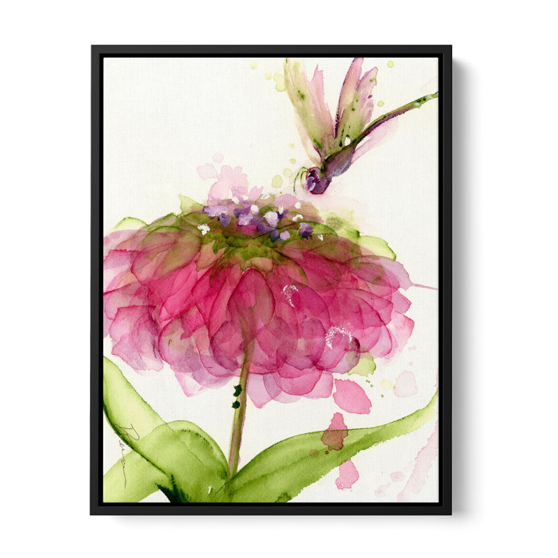 «Dragonfly and Zinnia», reproduction sur toile, H 24 po x l 18 po x P 2 po, Toile avec cadre