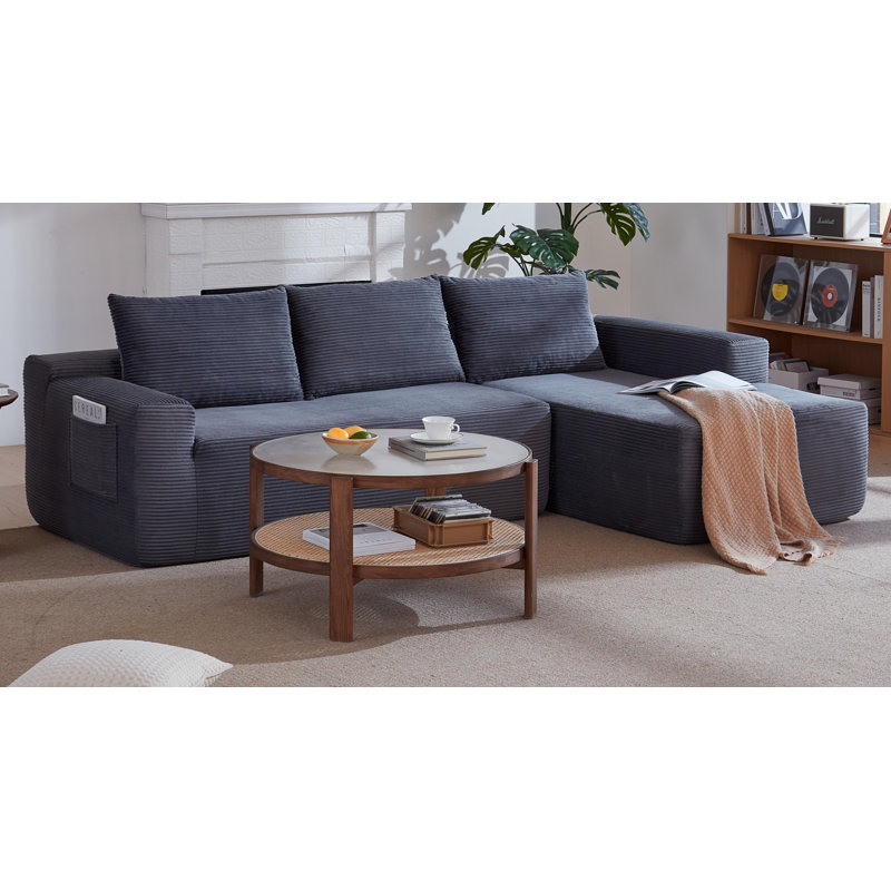 Nouveau canapé modulaire compressible doubleCloud avec méridienne en L de 96,9 po, canapé modulaire moderne avec siège profond, fauteuils rembourrés pour la chambre à coucher du salon, aucun assemblage requis