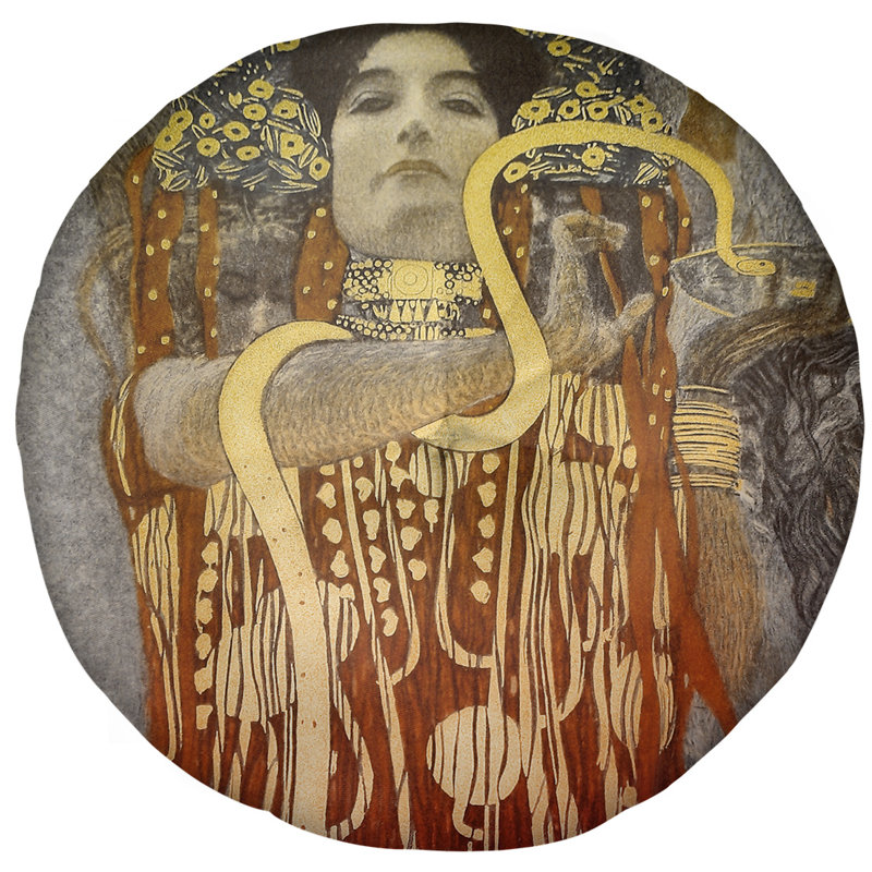 Coussin de plancher rond hygeia Gustav Klimt, 31,5 po x 63 po, Orange