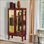 Armoires | Vitrine lumineuse en cerisier lumineux, solide & amp; Bois composite avec tablettes réglables, dossier en miroir | Traditionnel | Salon-1791286181
