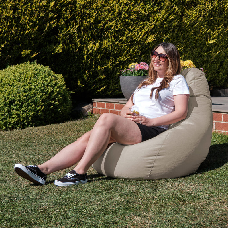 Bean Bag Bazaar Dalton Water-Resistant High Back Recliner Bean Bag, Beige