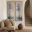 Décoration minimaliste « Bouleaux bleus et dorés au bord de l'eau » – Ensemble de 2 impressions d'art encadrées sur toile 60" x 20"-134739152-134739150