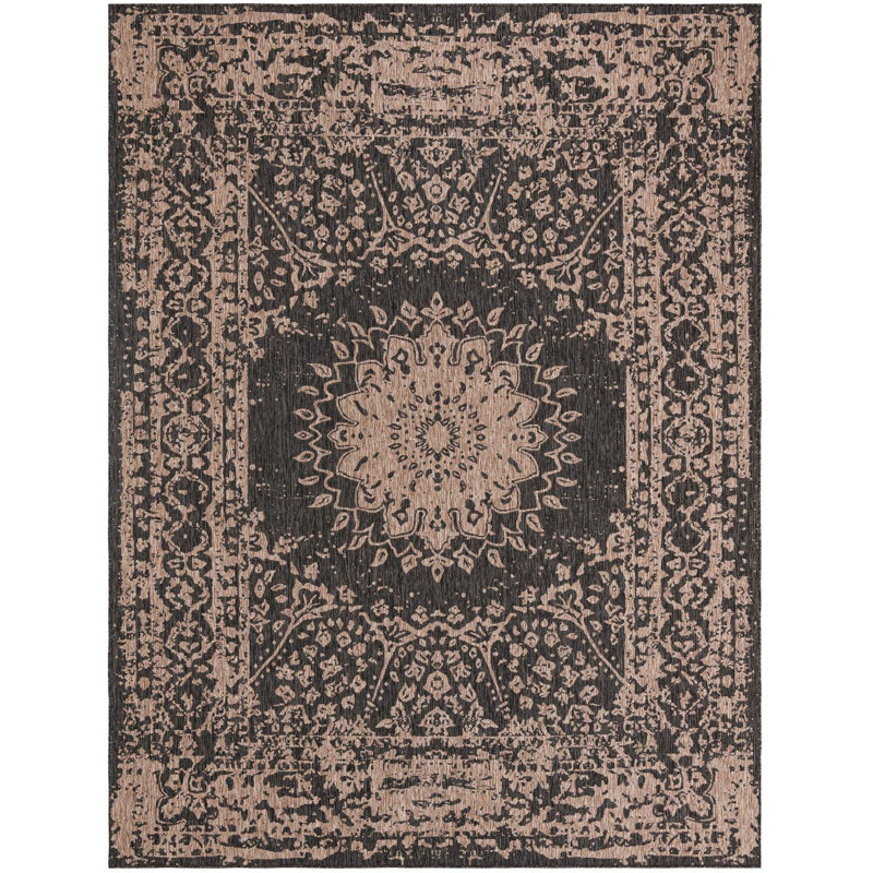 Contemporary Hintz Runner Rug Black Color, Rectangle 9' x 12'