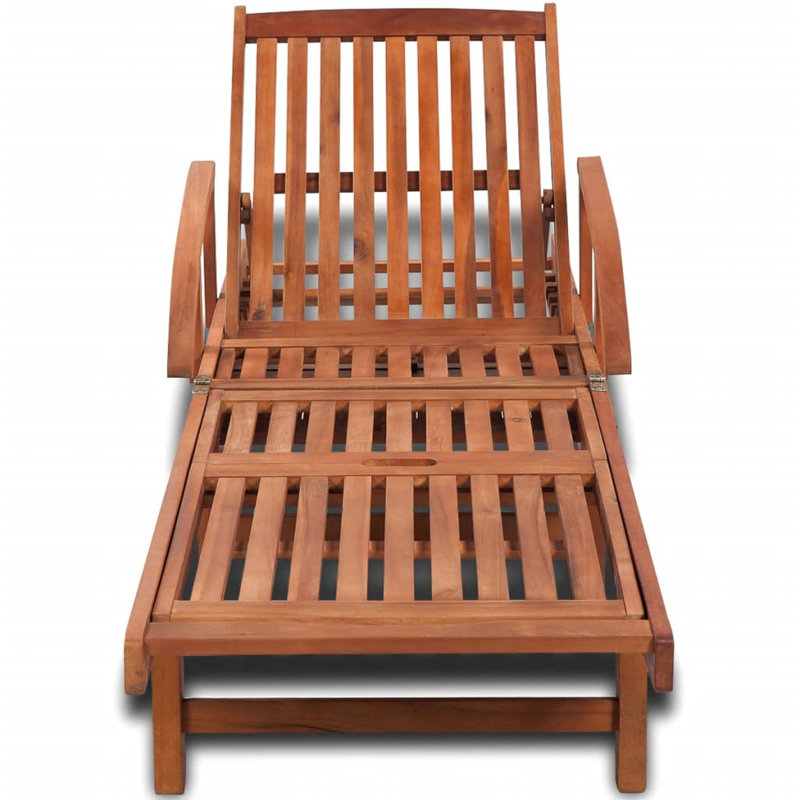 Cherita 200cm Long Reclining Acacia Single Chaise, Brown