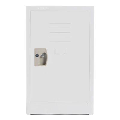 24" H x 15" W 1 Door Key Locking Steel Single Tier Kids Locker - Student Storage for Schools, Gym, Home - Includes Shelf, Hooks, Ventilation & Card Holder - Easy Assembly