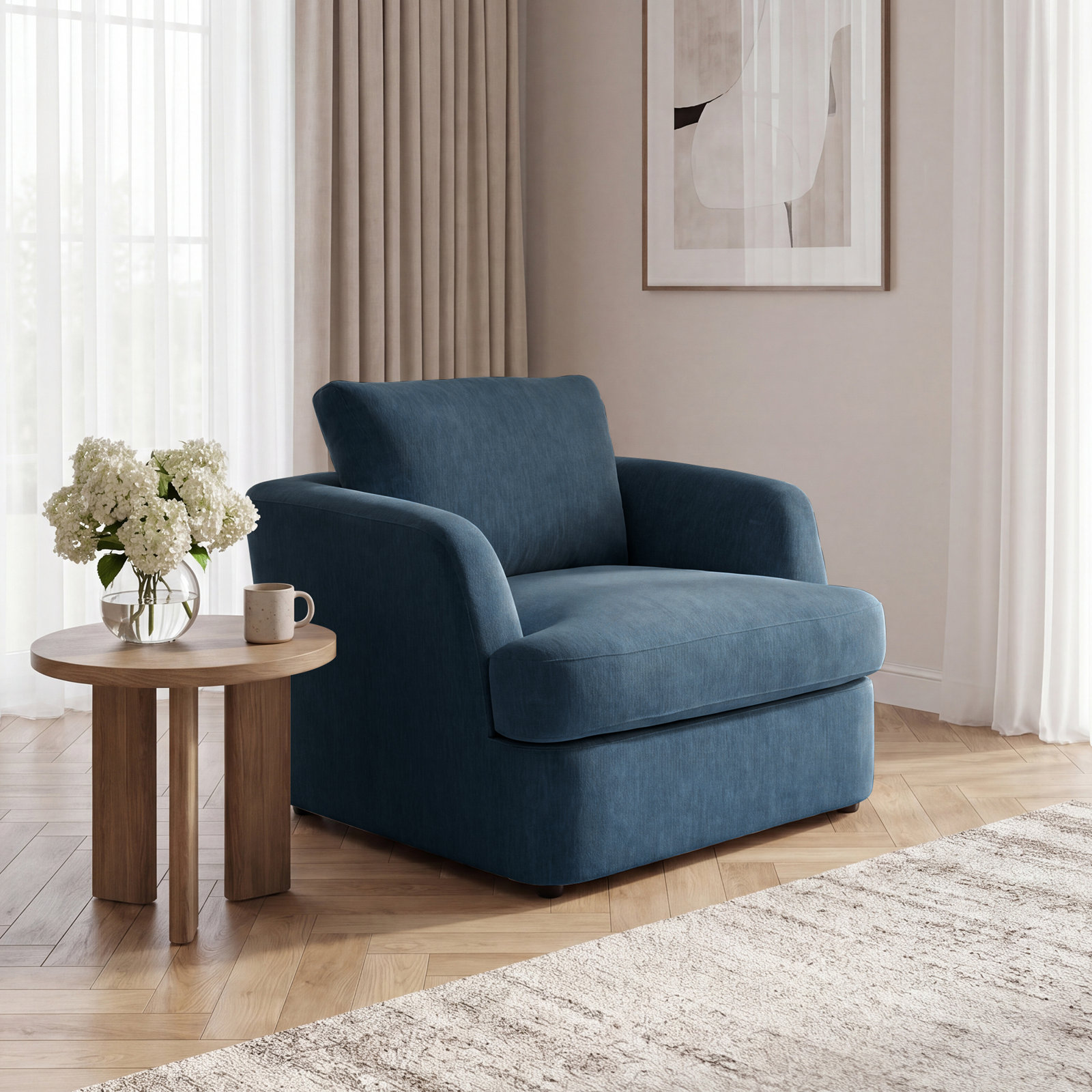 Alameda Velvet Barrel Chair, Pacific Velvet