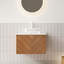 Meuble-lavabo flottant avec garniture en sergé et lavabo en cristal