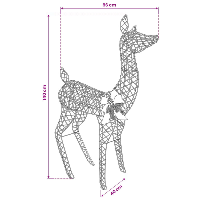 Lighted Reindeer, 96 x 40 x 140 cm, Gold PET