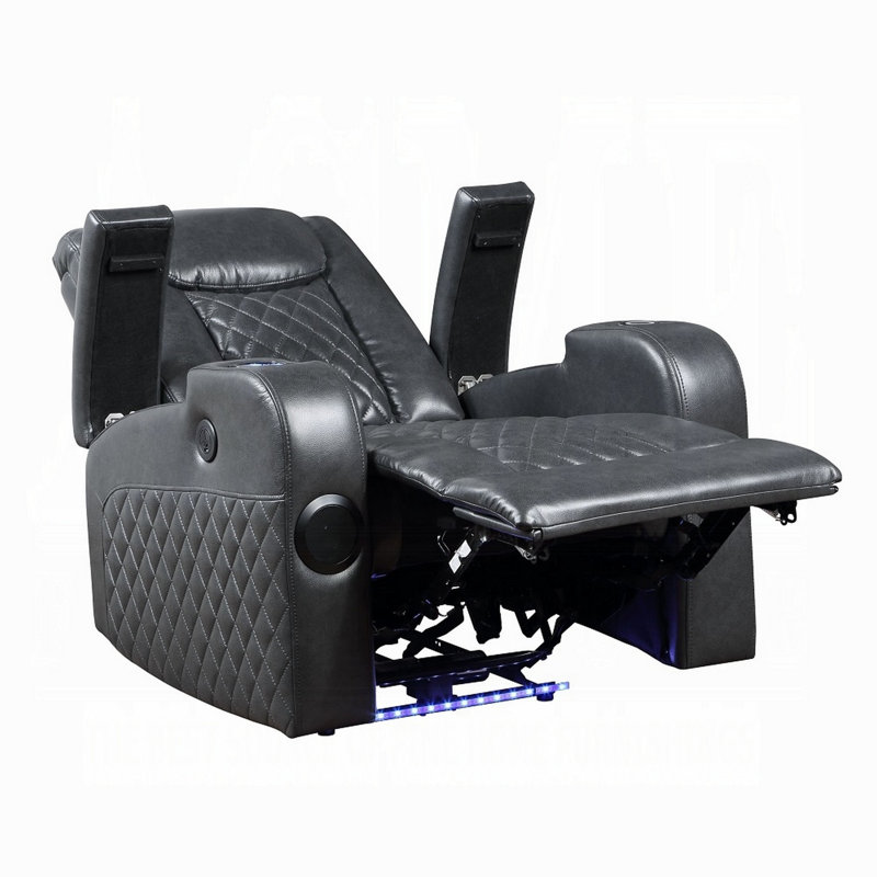 Liza Power Motion Recliner Chair, Bluetooth, Faux Leather, Dark Gray Faux Leather
