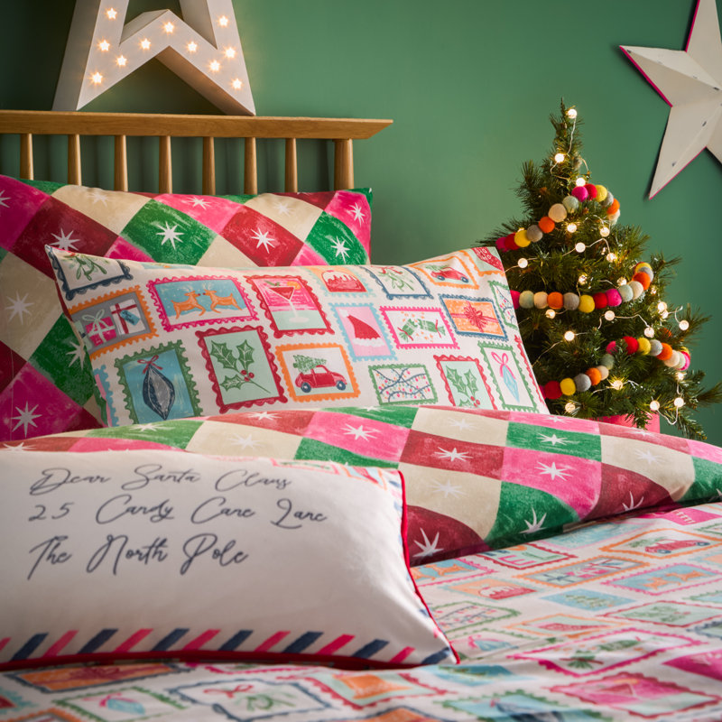 Dear Santa Cotton Blend Machine Printed Sheet Set, Double Duvet Cover + 2 Standard Pillowcases
