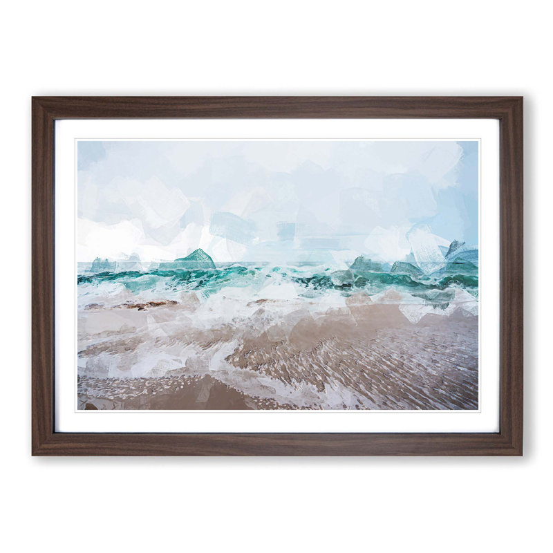 Beach in Santa Cruz California in Abstract - Picture Frame Graphic Art Print, Walnut Framed, 36cm H x 48cm W x 2cm D