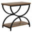 Table de bout industrielle 23,6 po à 2 niveaux avec structure en métal, table d'appoint en bois rétro, table de chevet et table de chevet